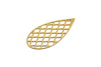 Gold Drop Charm, 6 Gold Plated Brass Drop Charms, Findings (27x13x0.30mm) F121