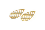 Gold Drop Charm, 6 Gold Plated Brass Drop Charms, Findings (27x13x0.30mm) F121