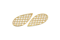 Gold Drop Charm, 6 Gold Plated Brass Drop Charms, Findings (27x13x0.30mm) F121