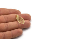 Gold Drop Charm, 6 Gold Plated Brass Drop Charms, Findings (27x13x0.30mm) F121