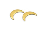 Gold Moon Charm, 4 Gold Plated Brass Crescent Moon Charms With 1 Hole (21x6x1mm) D1077