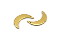Gold Moon Charm, 4 Gold Plated Brass Crescent Moon Charms With 1 Hole (21x6x1mm) D1077
