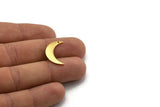 Gold Moon Charm, 4 Gold Plated Brass Crescent Moon Charms With 1 Hole (21x6x1mm) D1077