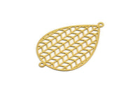 Gold Drop Charm, 10 Gold Plated Brass Drop Connectors With 2 Loops, Findings (31x20x0.30mm) F120