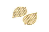 Gold Drop Charm, 10 Gold Plated Brass Drop Connectors With 2 Loops, Findings (31x20x0.30mm) F120