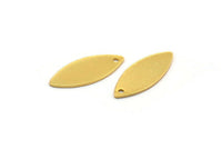 Gold Marquise Charm, 10 Gold Plated Brass Marquise Charms With 1 Hole, Earrings, Pendants (18x7x0.60mm) D1148
