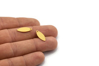 Gold Marquise Charm, 10 Gold Plated Brass Marquise Charms With 1 Hole, Earrings, Pendants (18x7x0.60mm) D1148