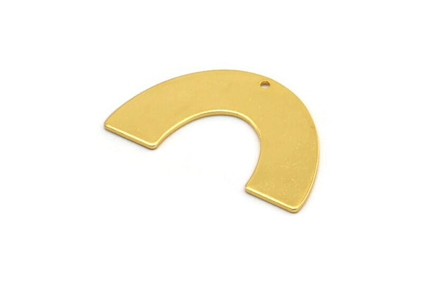 Gold Geometric Charm, 2 Gold Plated Brass Semi Circle Blanks With 1 Hole, Pendants, Findings (34x21x0.80mm) D1539