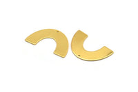 Gold Geometric Charm, 2 Gold Plated Brass Semi Circle Blanks With 1 Hole, Pendants, Findings (34x21x0.80mm) D1539