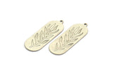 Silver Leaf Charm, 4 Antique Silver Plated Brass Oval Leaf Charms With 1 Loop, Charm Pendants (12x34x0.60mm) A4930