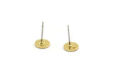 Brass Cabochon Earring, 12 Raw Brass Cabochon Stud Earrings With 1 Hole (7x1mm) E077 A6668