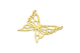 Brass Butterfly Charm, 4 Raw Brass Butterfly Charms With 2 Loops, Necklace Findings (33x38x0.60mm) A6520