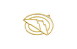 Brass Round Charm, 4 Raw Brass Mountain Patterned Round Shaped Charms With 1 Loop, Charm Pendants (33x31x0.80mm) A6692