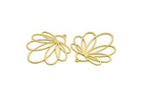Brass Flower Charm, 4 Raw Brass Flower Charms With 1 Loop, Charm Pendants (33x30x0.60mm) A6742