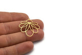 Brass Flower Charm, 4 Raw Brass Flower Charms With 1 Loop, Charm Pendants (33x30x0.60mm) A6742