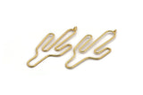 Wire Cactus Earring Findings, 2 Gold Plated Brass Wire Cactus Earring Findings, Jewelry Supplies, Findings, Charms (64x28x1mm) BS 1700 Q0111