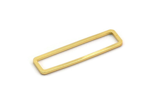 Gold Rectangle Charm, 4 Gold Plated Brass Open Rectangle Connectors (10x40x1.5mm) D1647