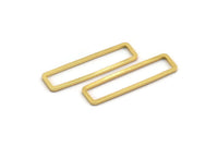 Gold Rectangle Charm, 4 Gold Plated Brass Open Rectangle Connectors (10x40x1.5mm) D1647