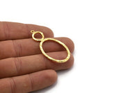 Gold Ring Pendant, Gold Plated Brass Oval Ring Pendant With 1 Loop, Earrings, Charms, Findings (48x25x1.6mm) U137