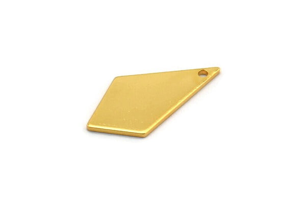 Gold Diamond Charm, 8 Gold Plated Brass Rhombus Stamping Blanks With 1 Hole, Earrings, Findings (20x10x0.80mm) D1413