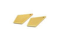 Gold Diamond Charm, 8 Gold Plated Brass Rhombus Stamping Blanks With 1 Hole, Earrings, Findings (20x10x0.80mm) D1413