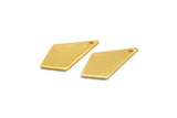Gold Diamond Charm, 8 Gold Plated Brass Rhombus Stamping Blanks With 1 Hole, Earrings, Findings (20x10x0.80mm) D1413
