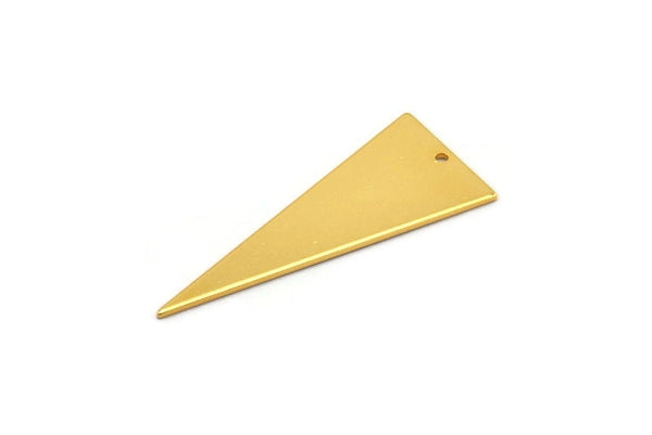 Gold Triangle Charm, 2 Gold Plated Brass Triangle Charms With 1 Hole, Earrings, Findings (37x15x0.80mm) D1351