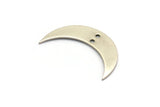 Silver Crescent Charm, 4 Antique Silver Plated Brass Moon Charms With 2 Holes, Findings (30x8x0.80mm) D0057