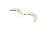 Silver Crescent Charm, 4 Antique Silver Plated Brass Moon Charms With 2 Holes, Findings (30x8x0.80mm) D0057