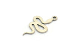 Silver Snake Charm, 24 Antique Silver Plated Brass Snake Shaped Charms With 1 Loop, Pendants, Findings (19x11x0.60mm) A4090