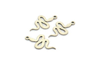 Silver Snake Charm, 24 Antique Silver Plated Brass Snake Shaped Charms With 1 Loop, Pendants, Findings (19x11x0.60mm) A4090