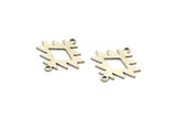 Silver Ethnic Charm, 12 Antique Silver Plated Brass Ethnic Motif Charms With 2 Loops, Earring Charms, Connectors (18x18x0.60mm) A3392