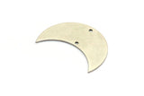 Silver Horn Charm, 4 Antique Silver Plated Brass Moon Charms With 2 Holes, Pendant Findings (36x15x0.80mm) D0055