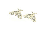 Silver Butterfly Charm, 4 Antique Silver Plated Brass Butterfly Charms With 1 Loop, Earring Findings (26x35x0.60mm) A3838 H0970