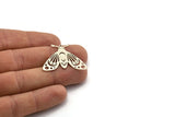 Silver Butterfly Charm, 4 Antique Silver Plated Brass Butterfly Charms With 1 Loop, Earring Findings (26x35x0.60mm) A3838 H0970