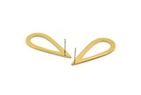 Gold Drop Earring, 2 Gold Plated Brass Drop Stud Earrings (36x16mm) BS 1312 A1121