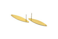 Gold Marquise Earring, 4 Gold Plated Brass Marquise Stud Earrings With 1 Hole (29.5x7x0.60mm) D997 A1824