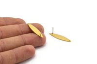 Gold Marquise Earring, 4 Gold Plated Brass Marquise Stud Earrings With 1 Hole (29.5x7x0.60mm) D997 A1824