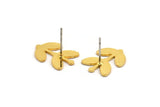 Gold Leaf Earring, 4 Gold Plated Brass Leaf Stud Earrings (16.5x12x0.80mm) Brs A0501 A1670