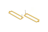 Gold Rectangle Earring, 4 Gold Plated Brass Rectangle Stud Earrings With 1 Loop (38x10x0.80mm) D1051 A1273