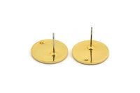 Gold Round Earring, 2 Gold Plated Brass Round Stud Earrings With 1 Hole (16x1.2mm) D1394 A2025