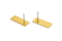 Gold Rectangle Earring, 4 Gold Plated Brass Rectangle Stud Earrings (20x8x0.80mm) A0914 A1667