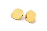 Gold Pear Earring, 2 Gold Plated Brass Pear Shaped Stud Earrings With 1 Hole (21x18x1mm) D0747 A2177