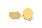 Gold Pear Earring, 2 Gold Plated Brass Pear Shaped Stud Earrings With 1 Hole (21x18x1mm) D0747 A2177