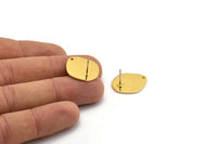 Gold Pear Earring, 2 Gold Plated Brass Pear Shaped Stud Earrings With 1 Hole (21x18x1mm) D0747 A2177
