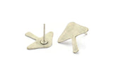 Silver Stud Earring, 8 Antique Silver Plated Brass Mushroom Shaped Stud Earrings (15x18x0.60mm) A2947
