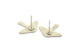 Silver Stud Earring, 8 Antique Silver Plated Brass Mushroom Shaped Stud Earrings (15x18x0.60mm) A2947