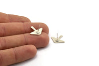 Silver Stud Earring, 8 Antique Silver Plated Brass Mushroom Shaped Stud Earrings (15x18x0.60mm) A2947