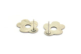 Silver Flower Earring, 4 Antique Silver Plated Brass Flower Shaped Stud Earrings (18x16x0.80mm) A2676 Q0478