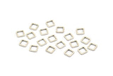 Silver Square Connector, 24 Tiny Antique Silver Plated Brass Square Connectors (6x0.90mm) Bs-1114